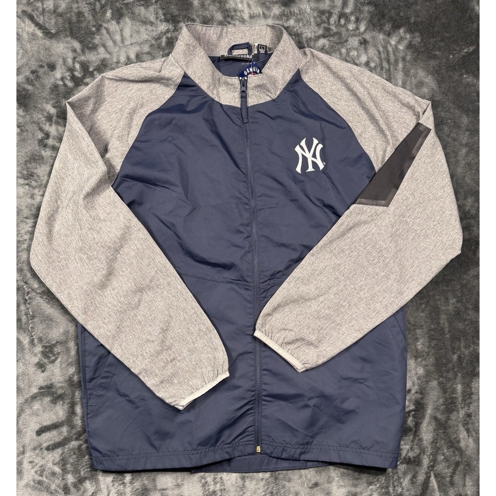 New York Yankees Dunbrooke Mens L Jacket NWT Full Zip Windbreaker MLB Navy Gray